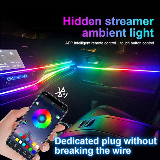 Kit Lumini Ambientale - 6 benzi LED RGB 64 culori pe suport acrilic cu conexiune wireless